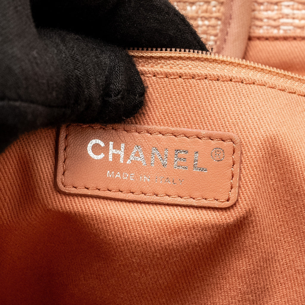 CHANEL DEAUVILLE TOTE BAG CANVAS/ CALFSKIN PINK SHW