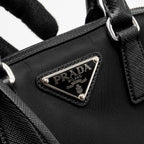 PRADA TOP HANDLE RE-EDITION 2005 NYLON BAG BLACK SHW