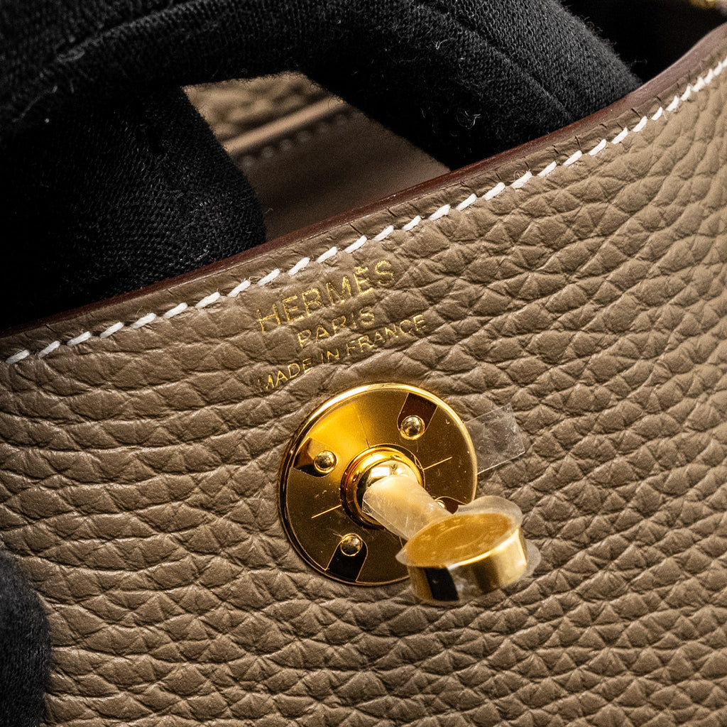 Hermes Mini Lindy Clemence Etoupe GHW