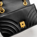 GUCCI MINI GG MARMONT SHOULDER BAG CALFSKIN BLACK GHW