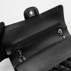 CHANEL MEDIUM CLASSIC DOUBLE FLAP BAG CAVIAR BLACK SHW (MICROCHIP)