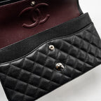 CHANEL MEDIUM CLASSIC DOUBLE FLAP BAG CAVIAR BLACK SHW (MICROCHIP)