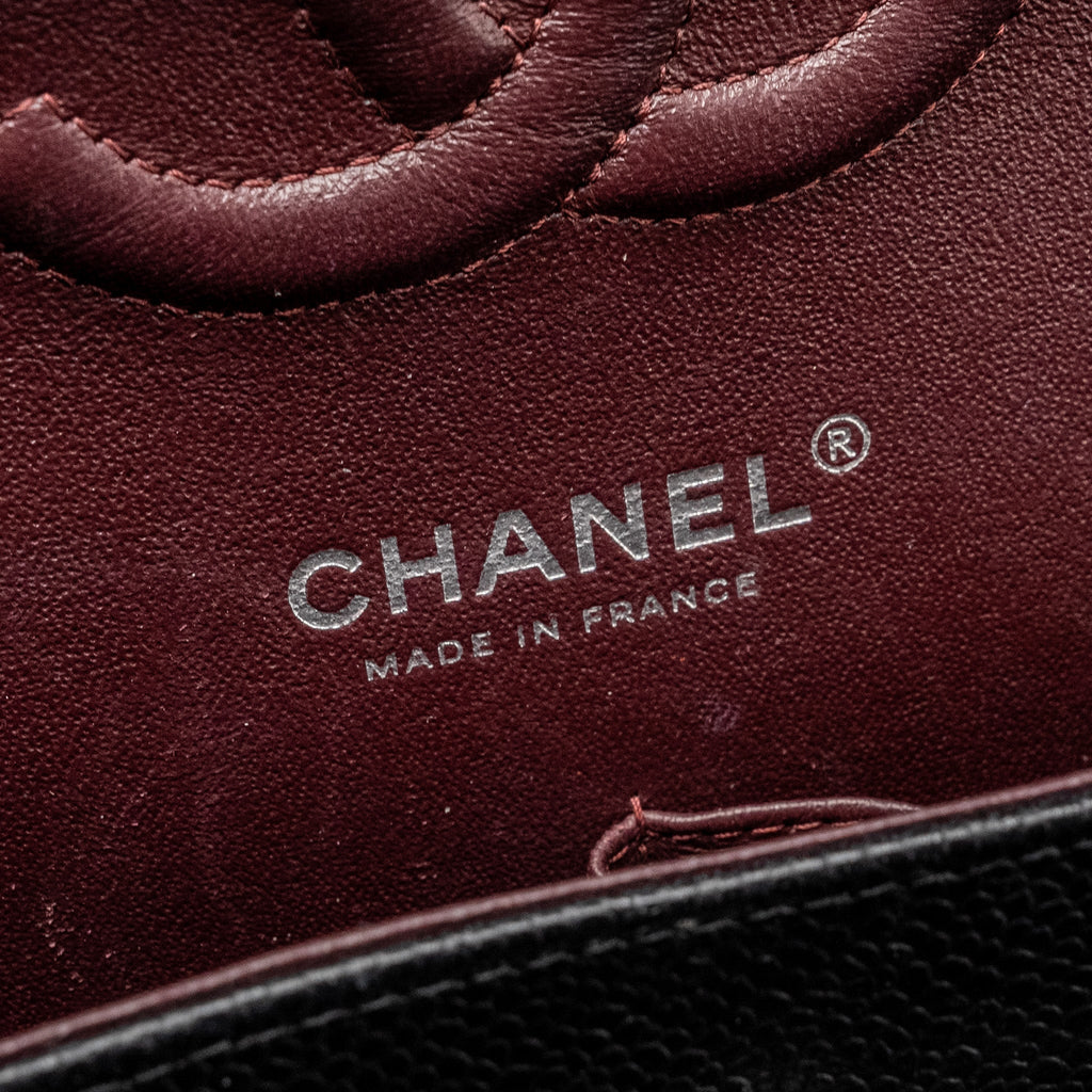 CHANEL MEDIUM CLASSIC DOUBLE FLAP BAG CAVIAR BLACK SHW (MICROCHIP)