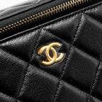 CHANEL PEARL CRUSH LONG VANITY CASE LAMBSKIN BLACK GHW (MICROCHIP)