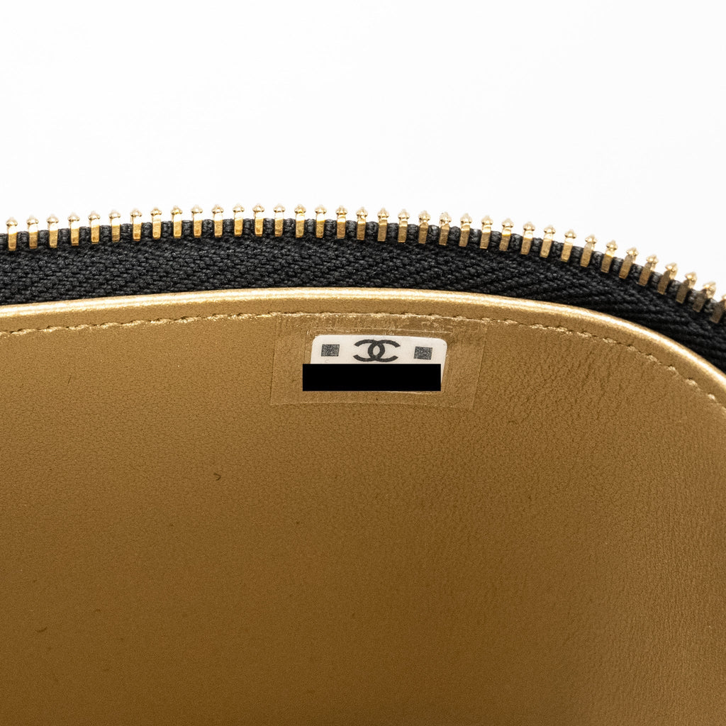 CHANEL PEARL CRUSH LONG VANITY CASE LAMBSKIN BLACK GHW (MICROCHIP)