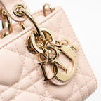 DIOR LADY D-JOY MICRO BAG LAMBSKIN POWDER PINK LGHW