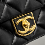 CHANEL 22B MINI FLAPBAG LAMBSKIN BLACK GHW (MICROCHIP)