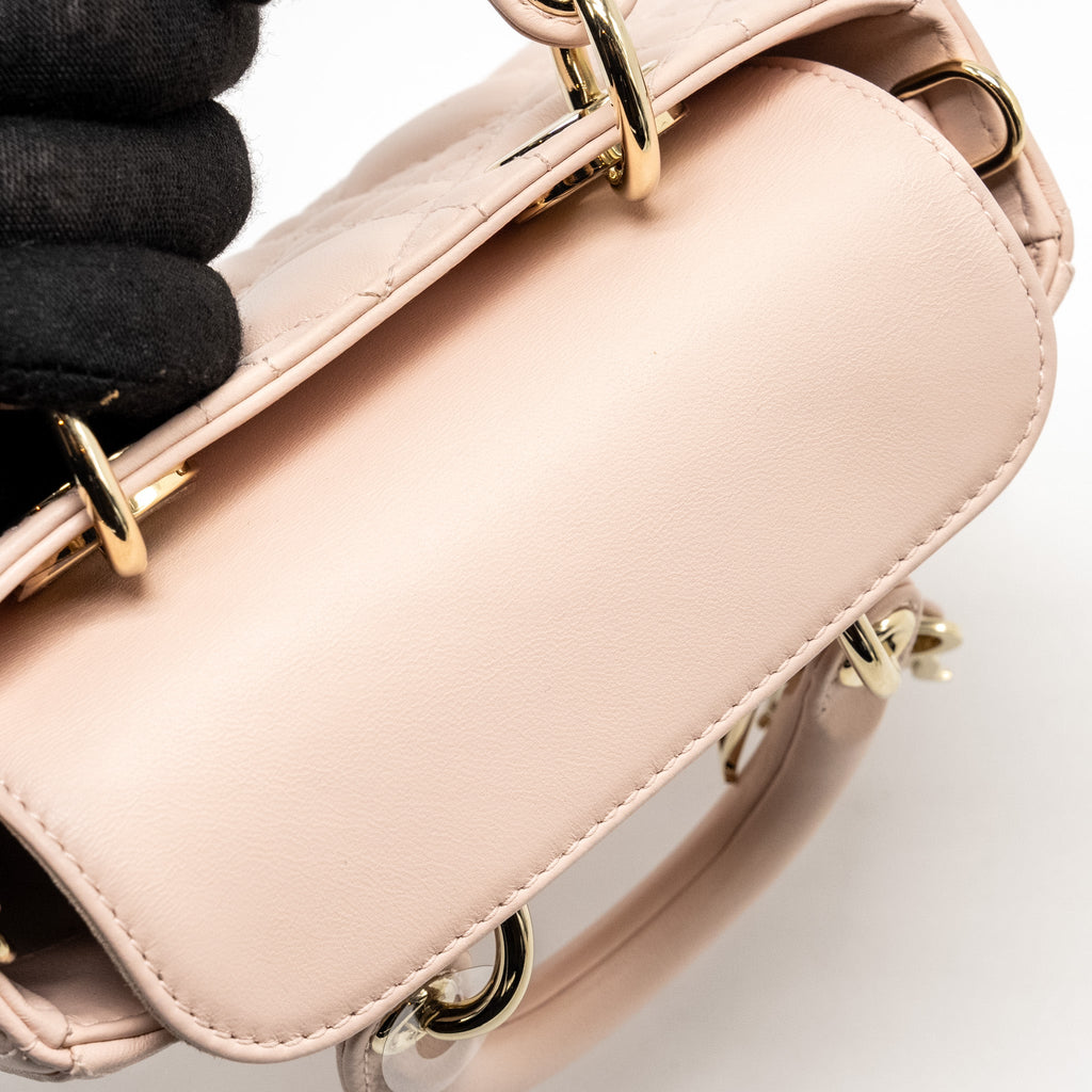 DIOR LADY D-JOY MICRO BAG LAMBSKIN POWDER PINK LGHW