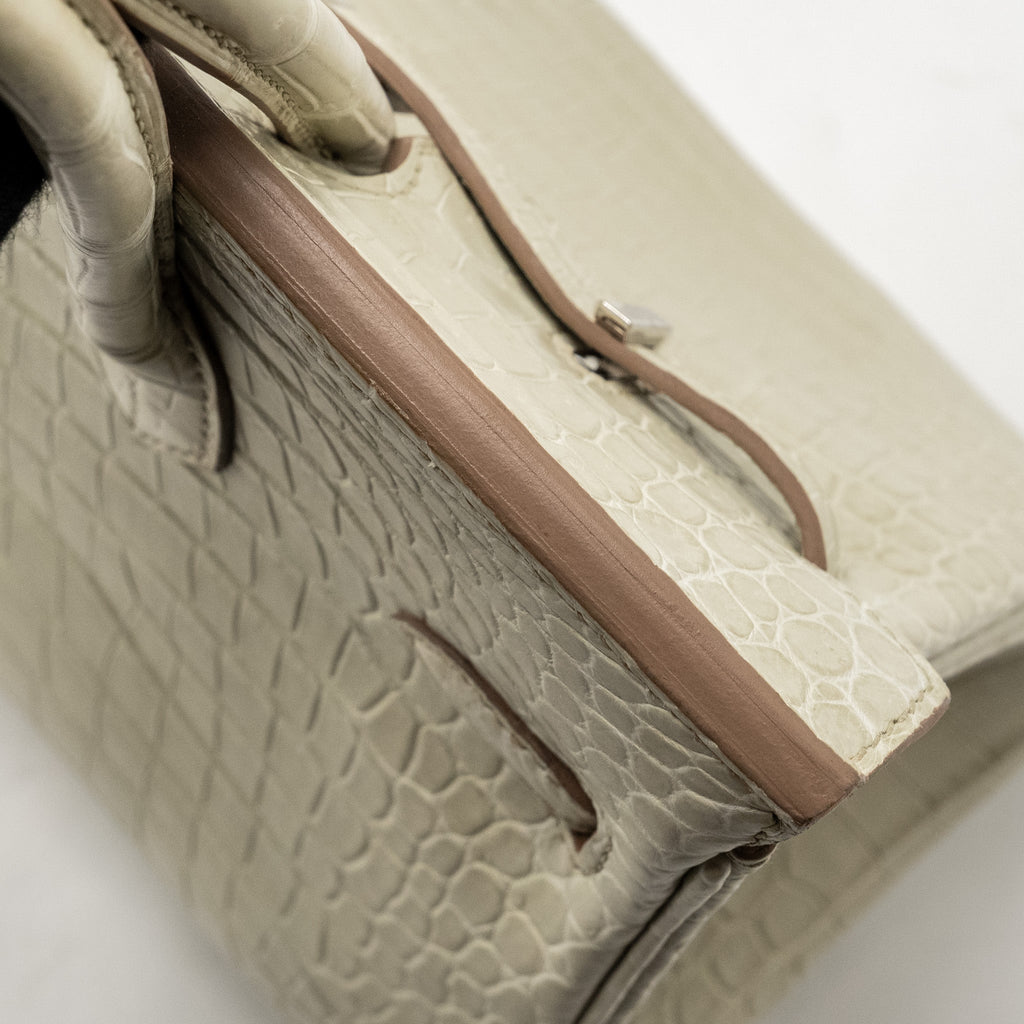 Hermes Birkin 25 Crocodile Porosus Beton SHW