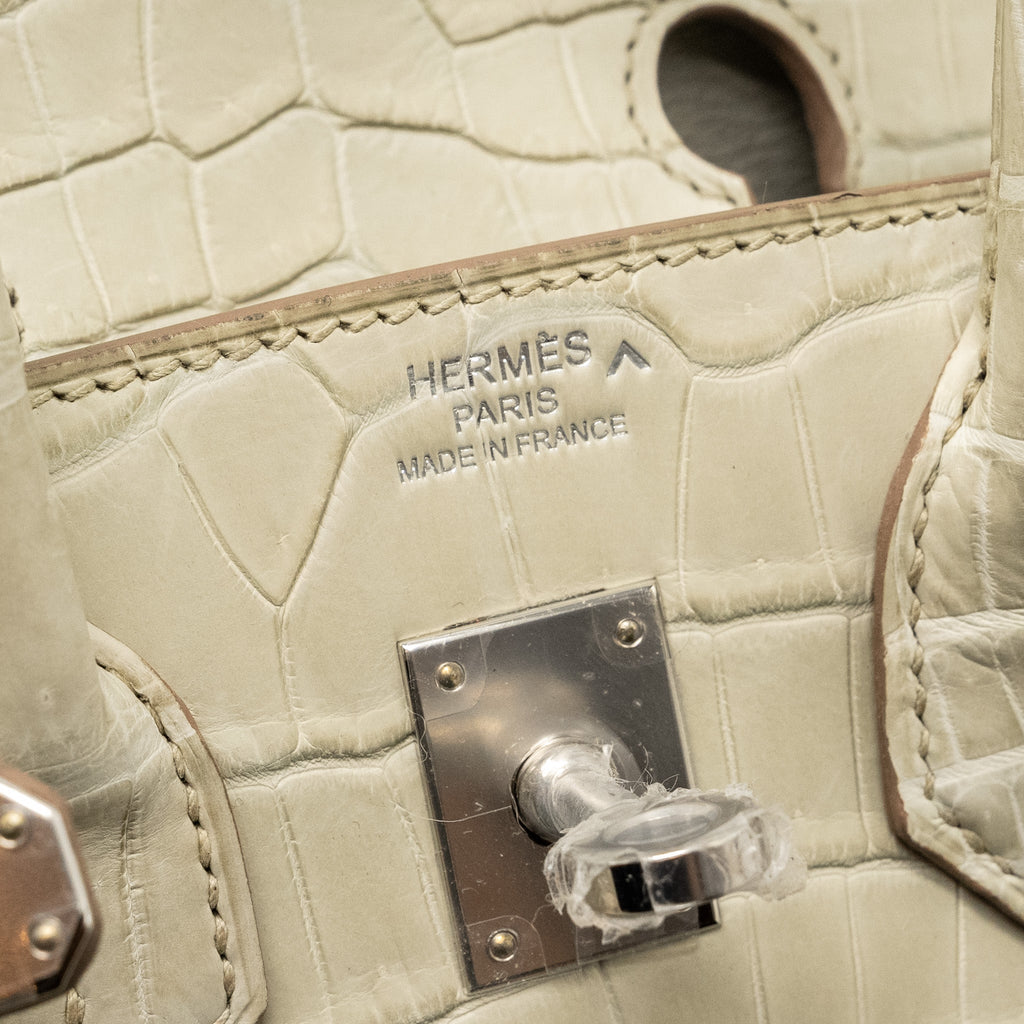 Hermes Birkin 25 Crocodile Porosus Beton SHW