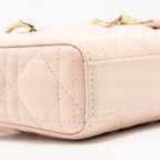 DIOR LADY D-JOY MICRO BAG LAMBSKIN POWDER PINK LGHW