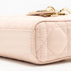 DIOR LADY D-JOY MICRO BAG LAMBSKIN POWDER PINK LGHW