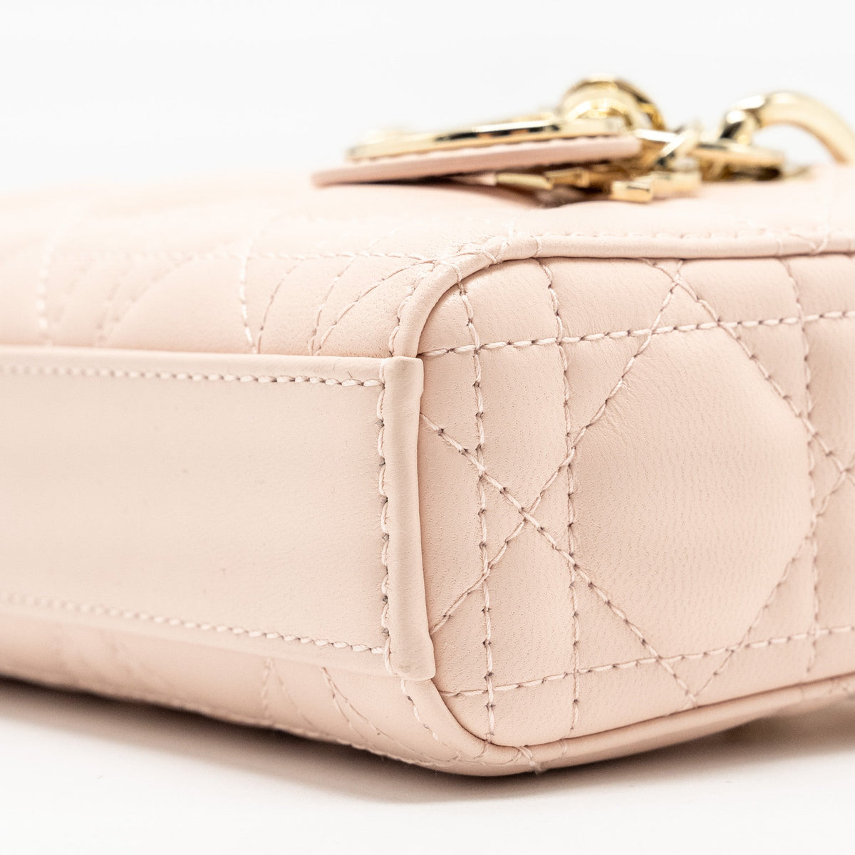 DIOR LADY D-JOY MICRO BAG LAMBSKIN POWDER PINK LGHW