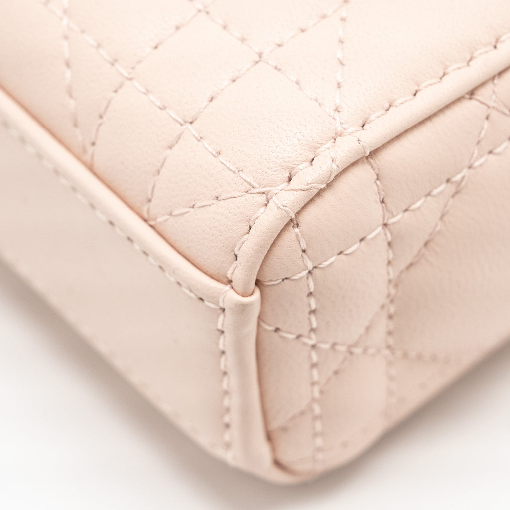 DIOR LADY D-JOY MICRO BAG LAMBSKIN POWDER PINK LGHW