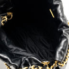 CHANEL 23K MINI 22 BAG SHINY CALFSKIN BLACK GHW (MICROCHIP)