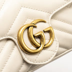 GUCCI GG MARMONT SUPER MINI CALFSKIN WHITE GHW