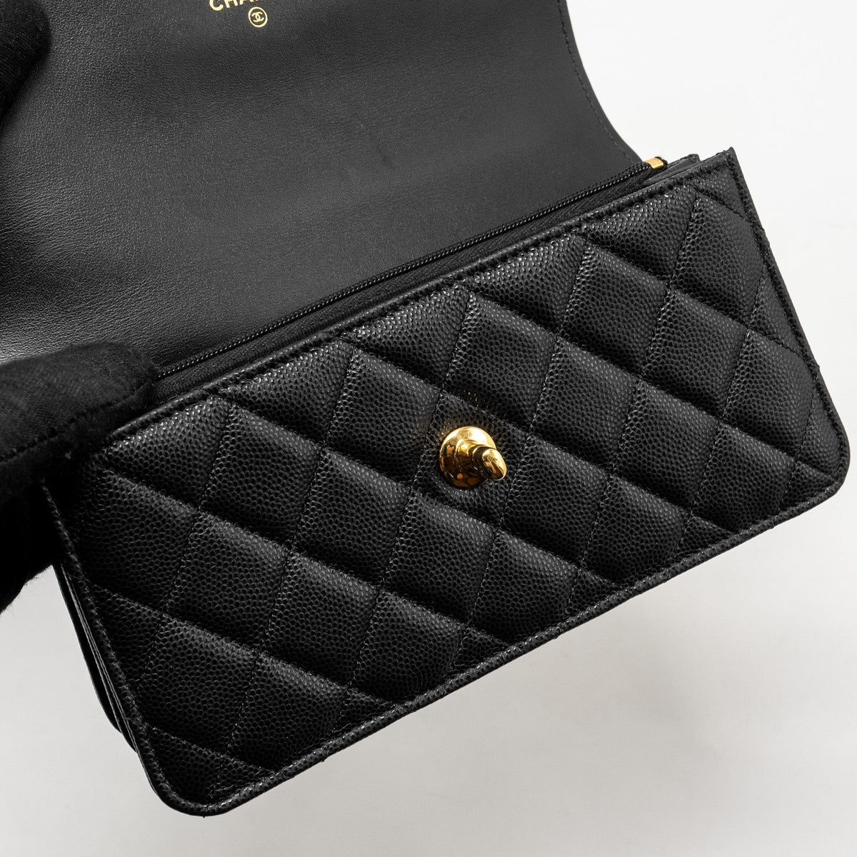 CHANEL 23S WALLET ON CHAIN WITH BAG CHARM CAVIAR BLACK GHW(MICROCHIP)