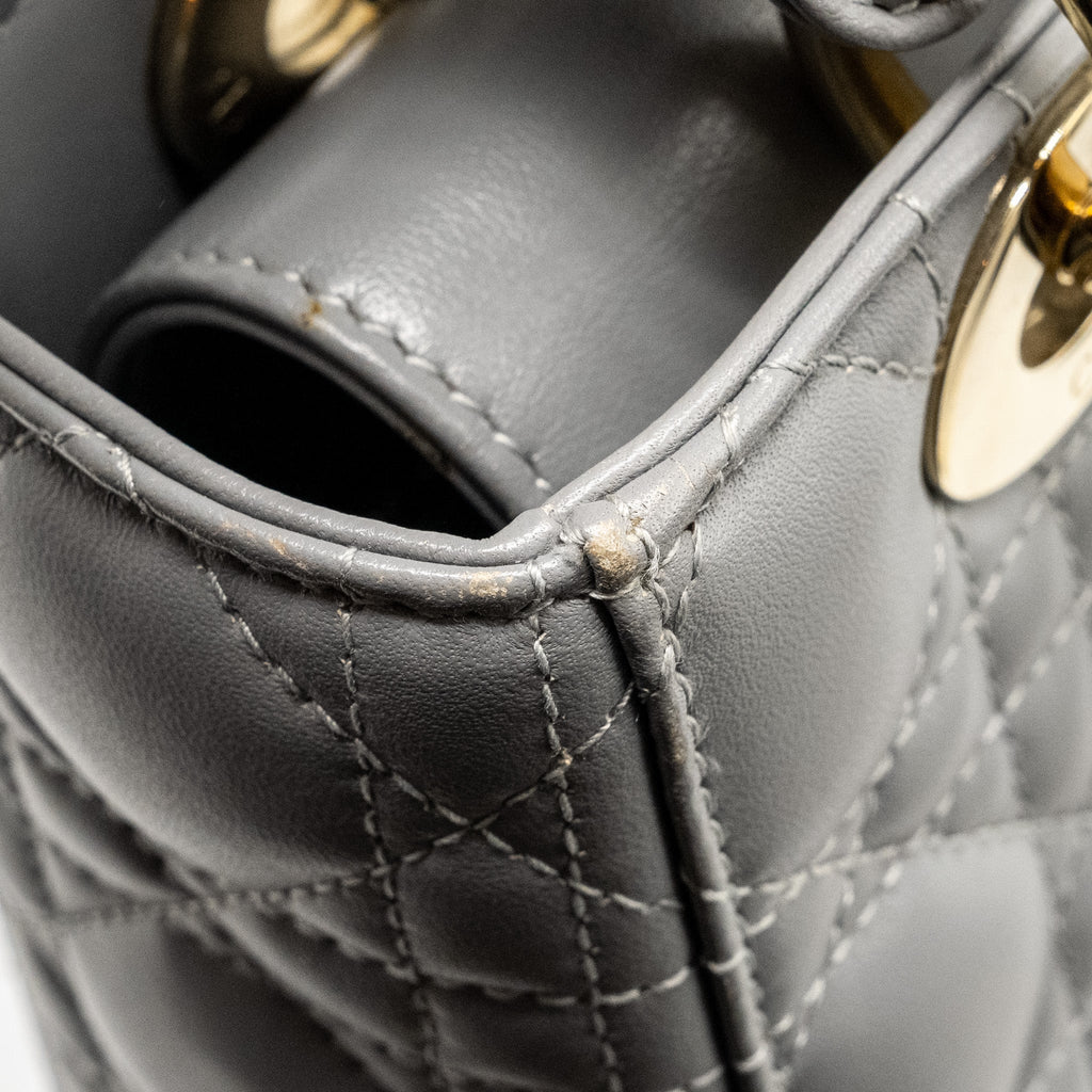 DIOR MY ABC SMALL LADY DIOR LAMBSKIN GREY LGHW