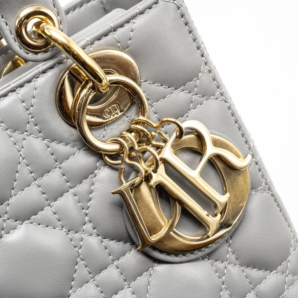 DIOR MY ABC SMALL LADY DIOR LAMBSKIN GREY LGHW