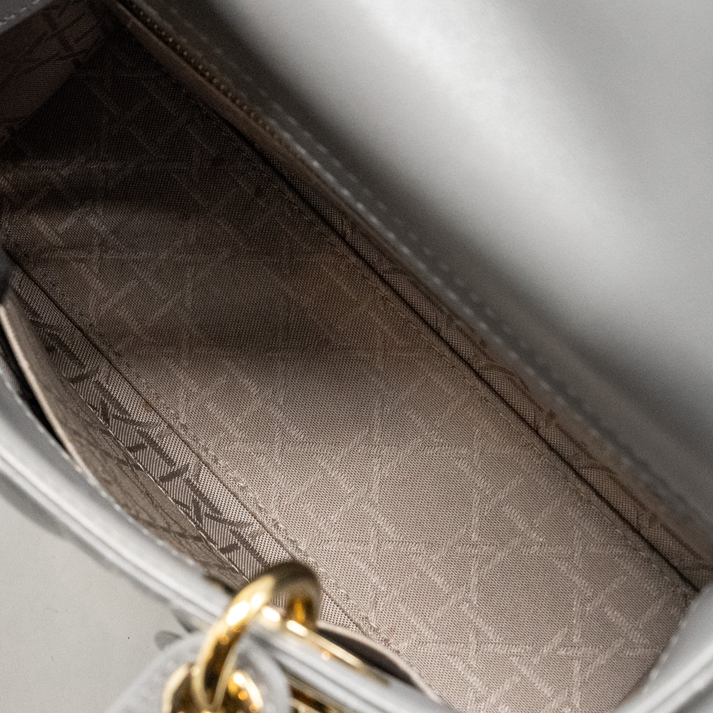 DIOR MY ABC SMALL LADY DIOR LAMBSKIN GREY LGHW