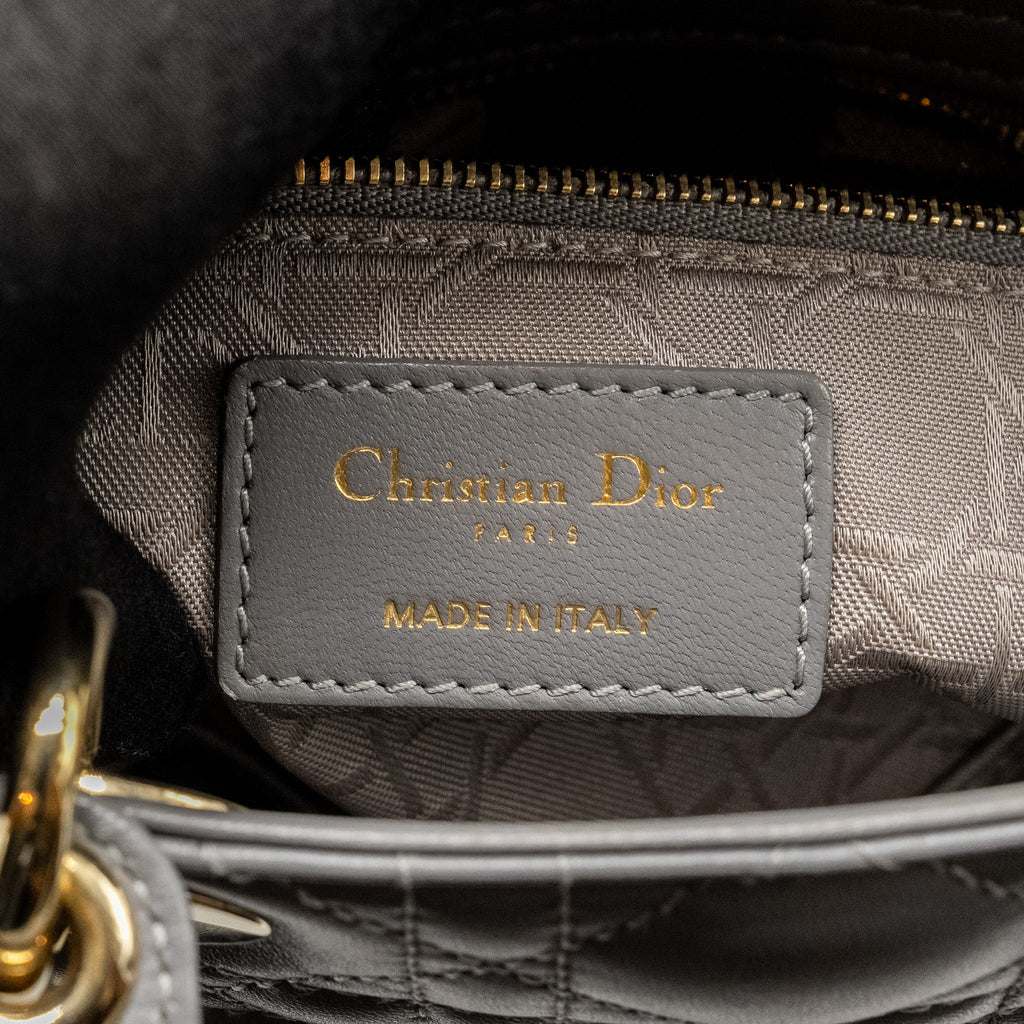DIOR MY ABC SMALL LADY DIOR LAMBSKIN GREY LGHW