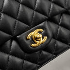CHANEL  MEDIUM CLASSIC DOUBLE  FLAP BAG LAMBSKIN BLACK GHW