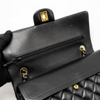 CHANEL  MEDIUM CLASSIC DOUBLE  FLAP BAG LAMBSKIN BLACK GHW