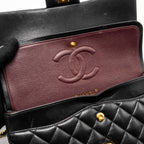 CHANEL  MEDIUM CLASSIC DOUBLE  FLAP BAG LAMBSKIN BLACK GHW