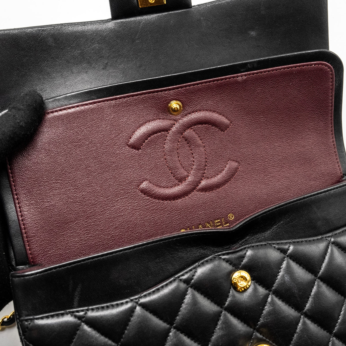 CHANEL  MEDIUM CLASSIC DOUBLE  FLAP BAG LAMBSKIN BLACK GHW