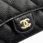CHANEL CLASSIC FLAP CARD HOLDER CAVIAR BLACK GHW (MICROCHIP)