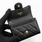 CHANEL CLASSIC FLAP CARD HOLDER CAVIAR BLACK GHW (MICROCHIP)