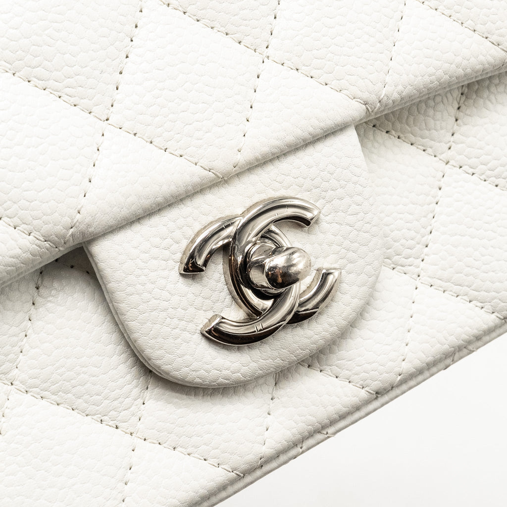 CHANEL MINI RECTANGULAR BAG FLAP BAG CAVIAR WHITE SHW