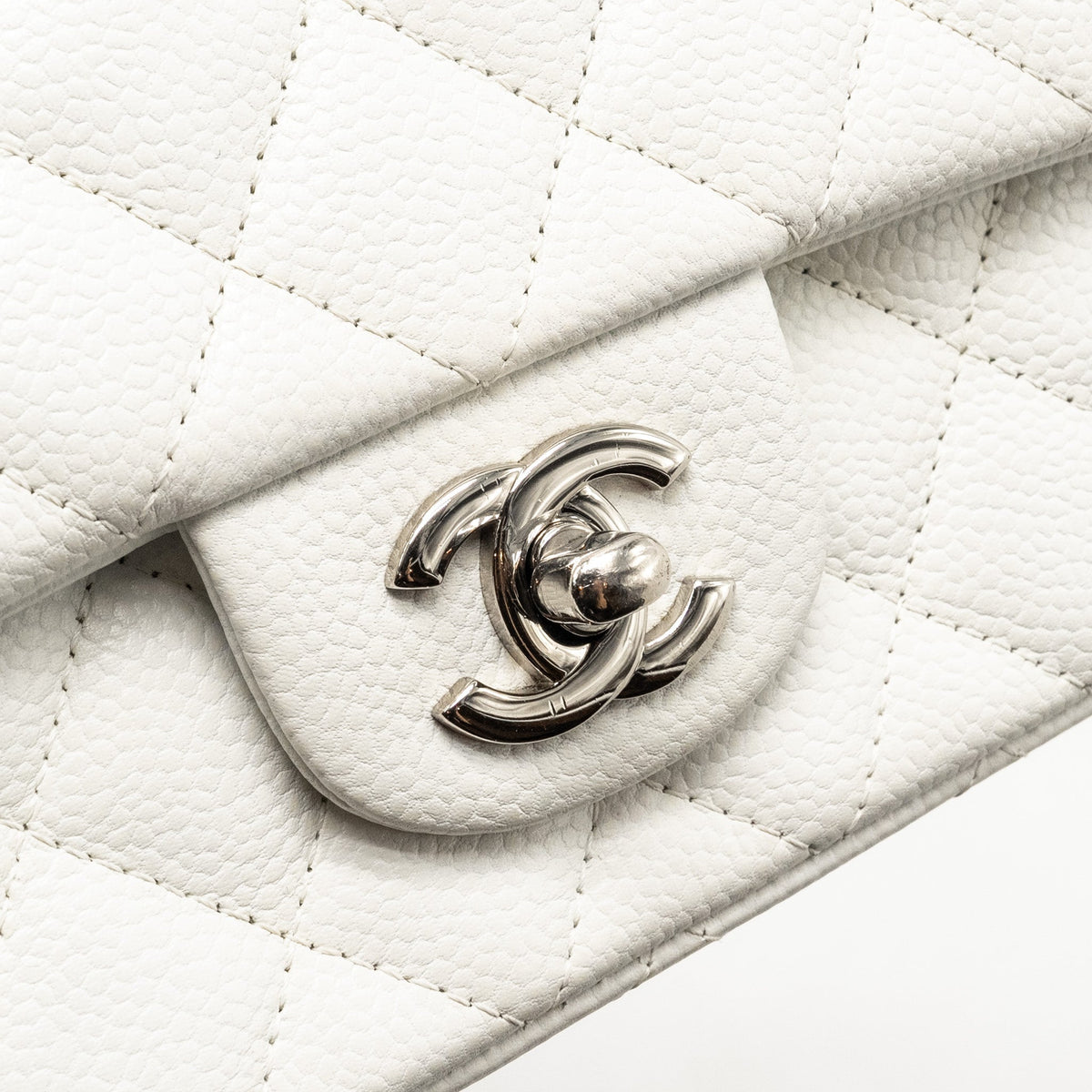 CHANEL MINI RECTANGULAR BAG FLAP BAG CAVIAR WHITE SHW