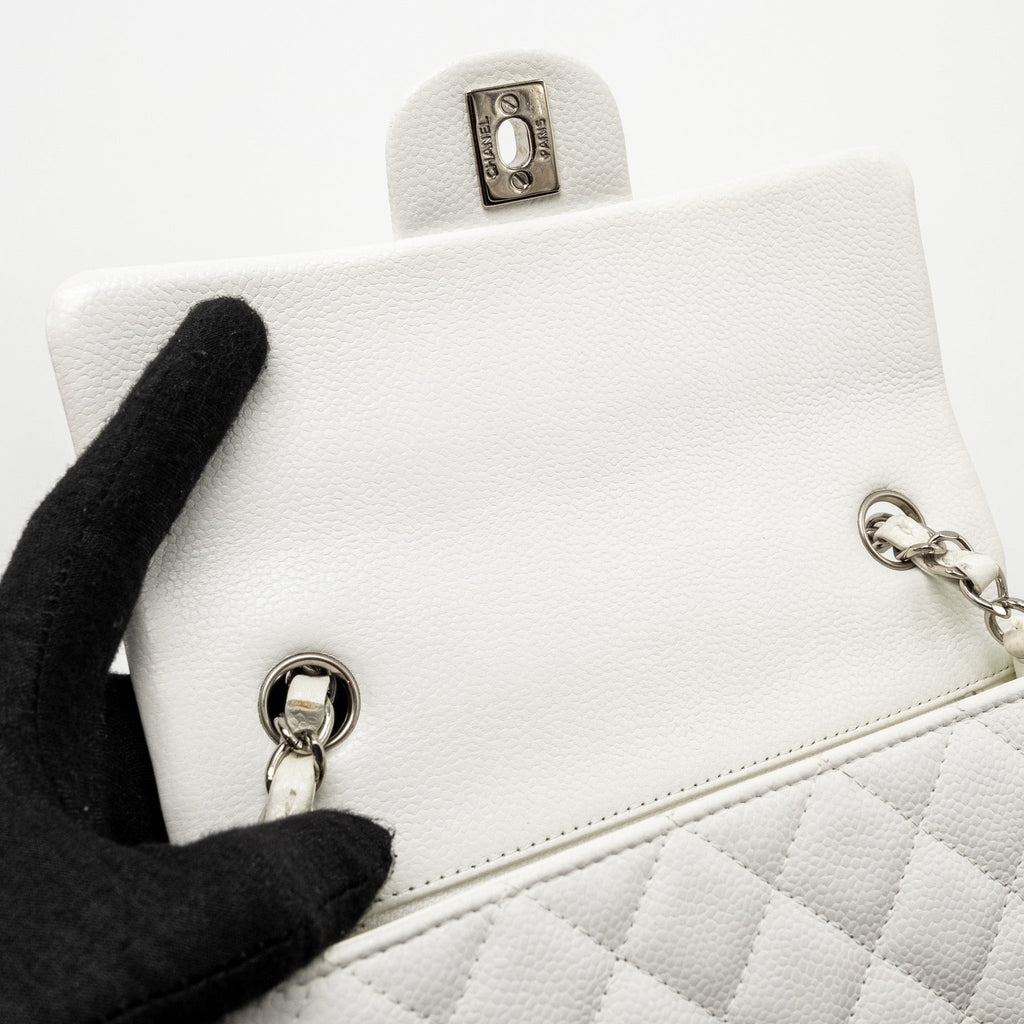 CHANEL MINI RECTANGULAR BAG FLAP BAG CAVIAR WHITE SHW