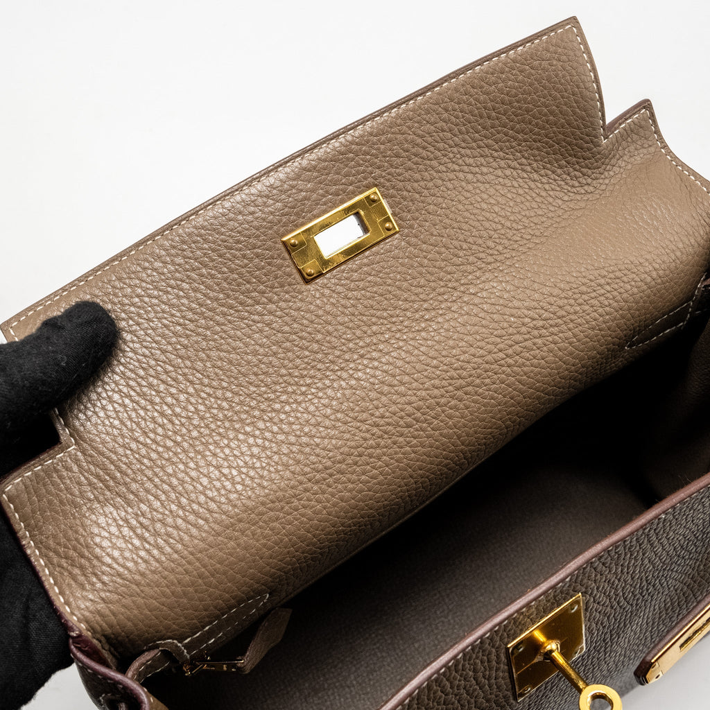 Hermes Kelly 28 Clemence Etoupe GHW