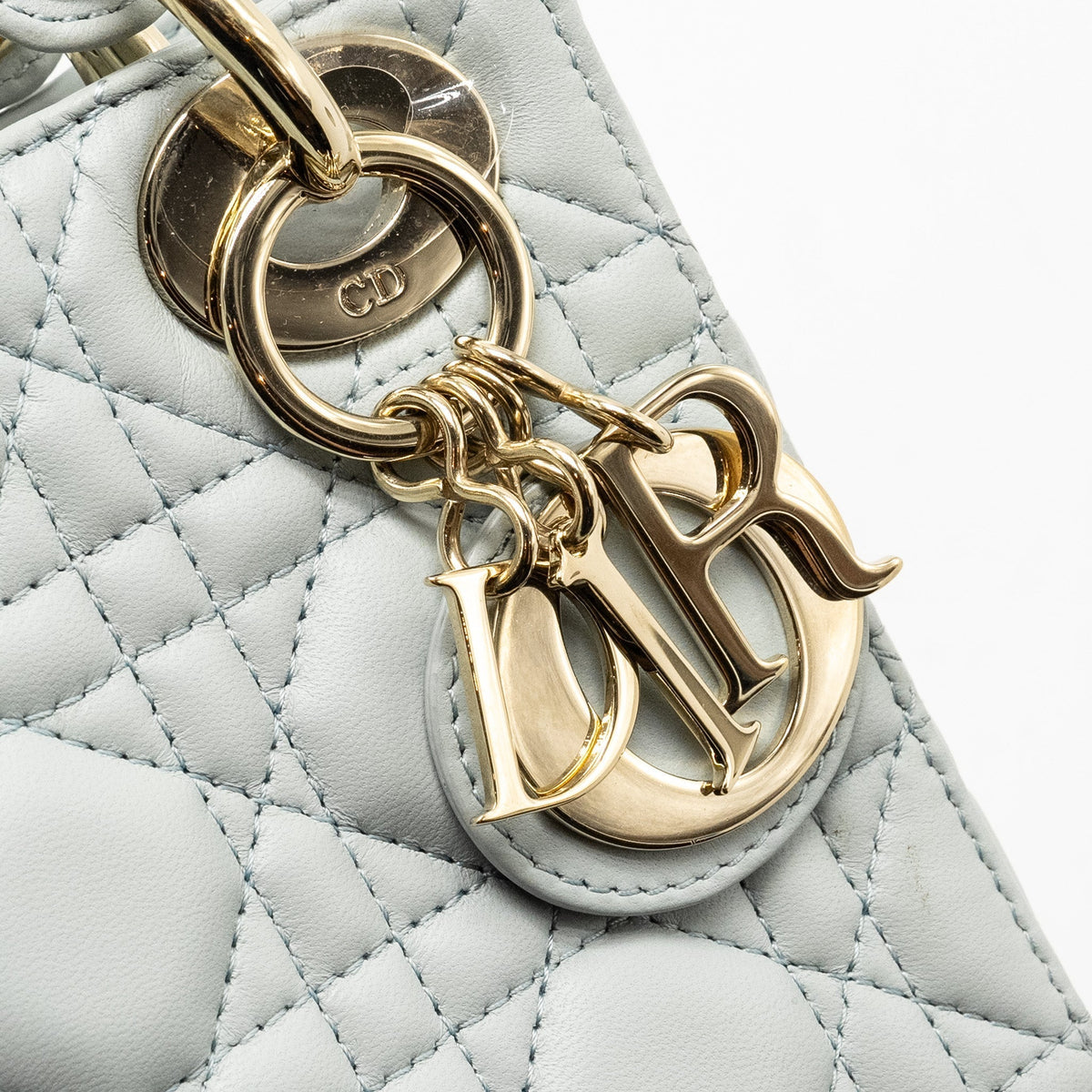 DIOR MINI LADY DIOR LAMBSKIN LIGHT BLUE LGHW