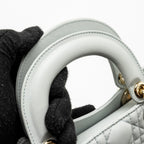 DIOR MINI LADY DIOR LAMBSKIN LIGHT BLUE LGHW