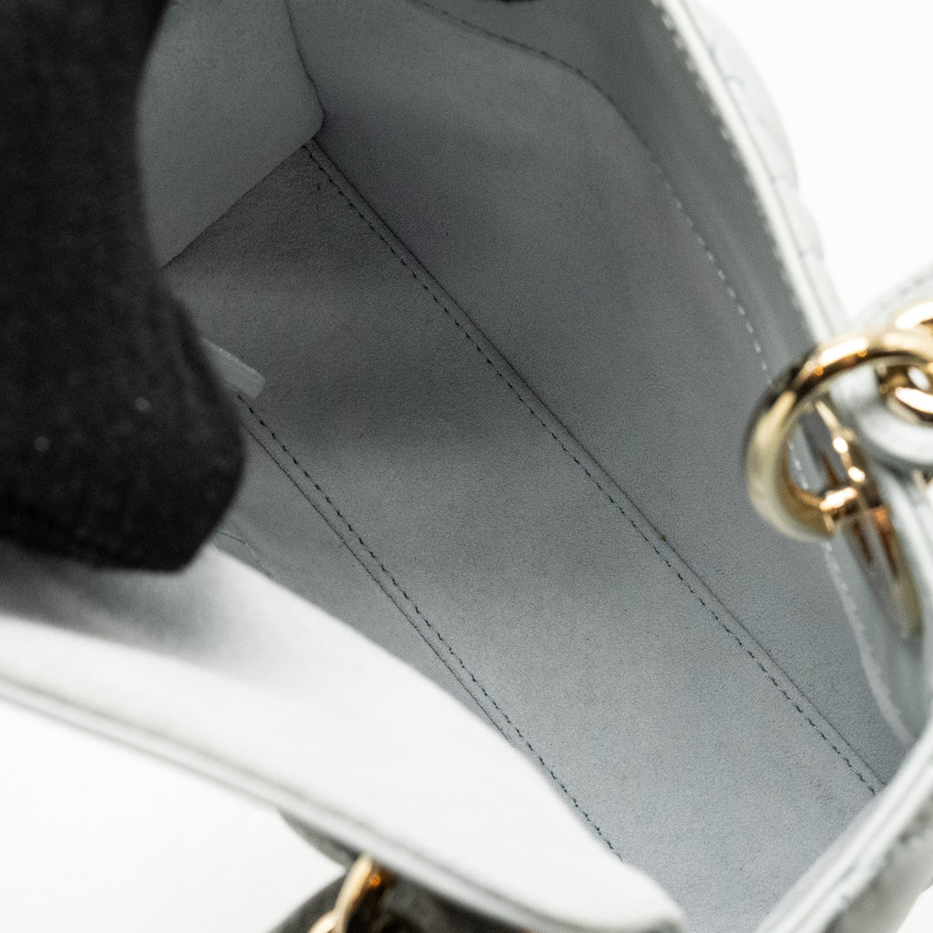 DIOR MINI LADY DIOR LAMBSKIN LIGHT BLUE LGHW