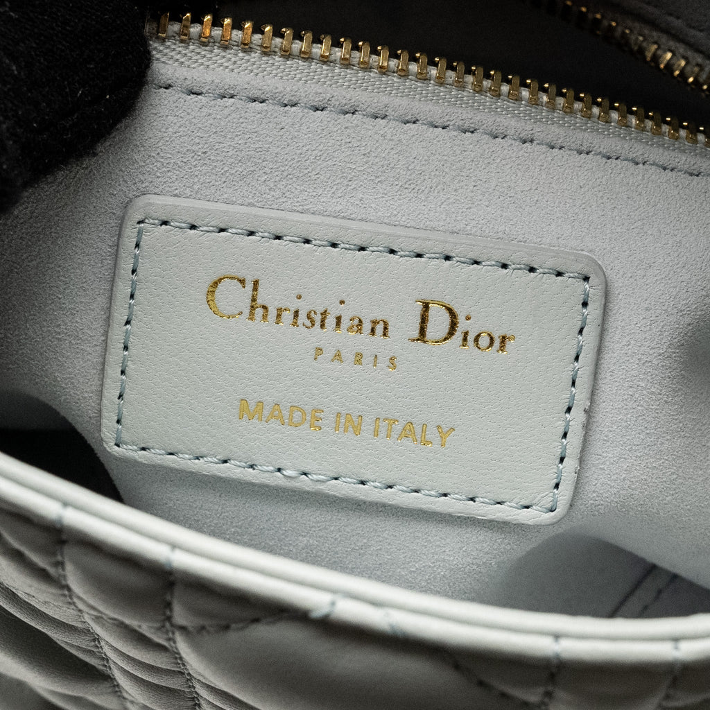 DIOR MINI LADY DIOR LAMBSKIN LIGHT BLUE LGHW