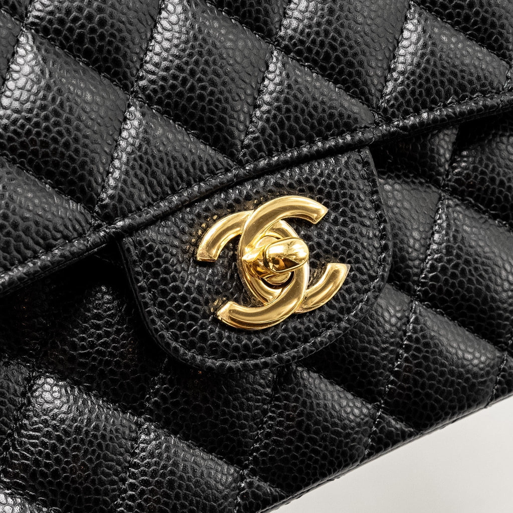 CHANEL SMALL CLASSIC DOUBLE FLAP BAG CAVIAR BLACK GHW
