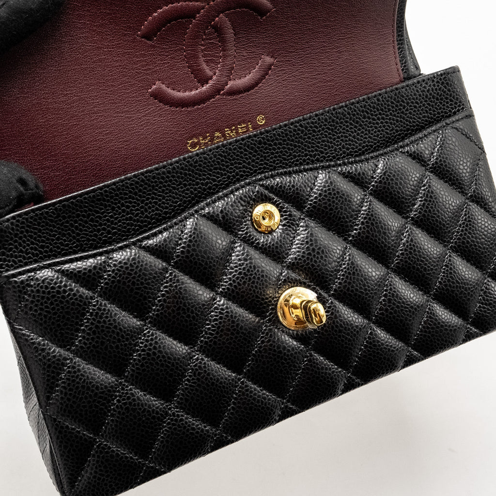 CHANEL SMALL CLASSIC DOUBLE FLAP BAG CAVIAR BLACK GHW