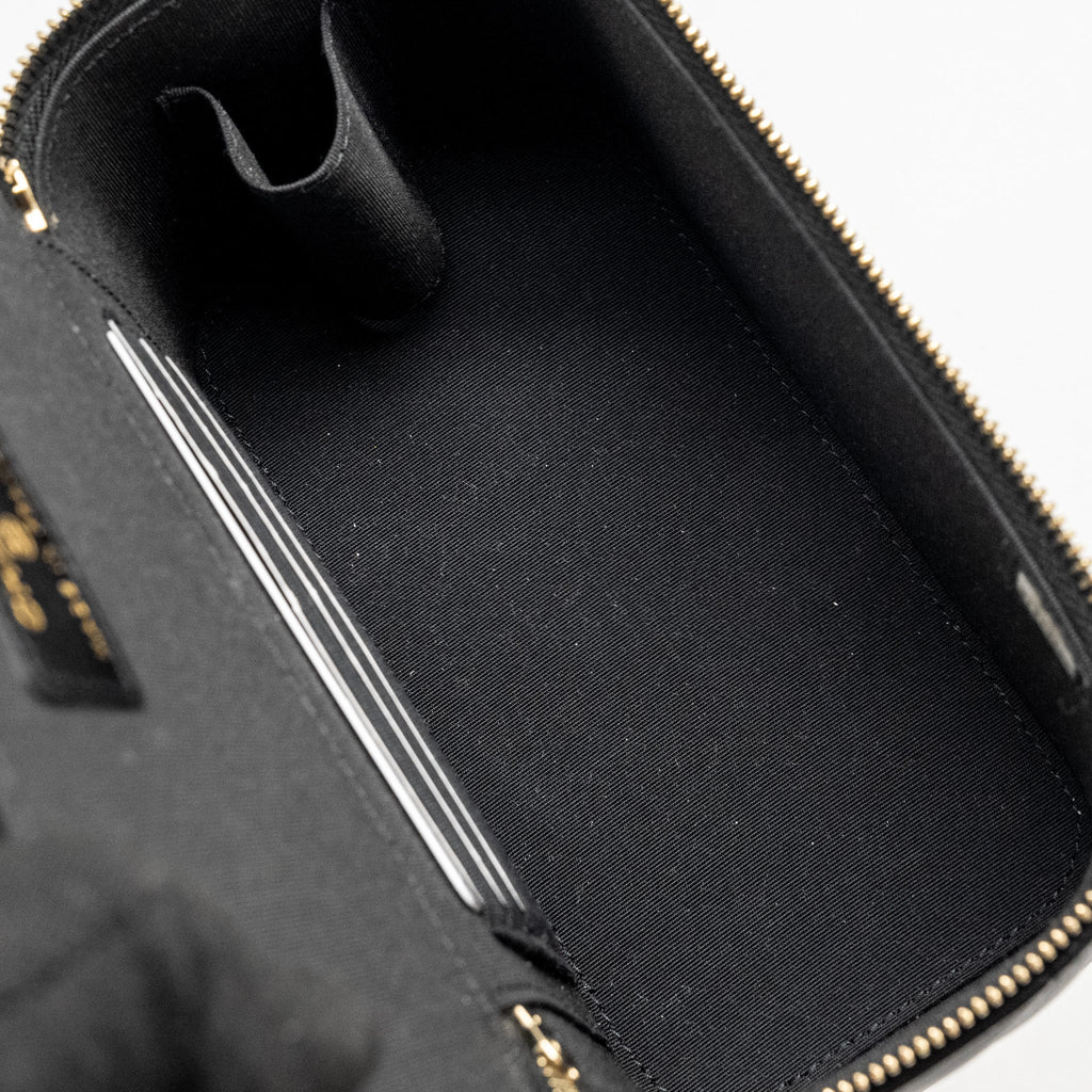 CHANEL TOP HANDLE LONG VANITY CASE LAMBSKIN BLACK GHW