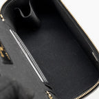 CHANEL TOP HANDLE LONG VANITY CASE LAMBSKIN BLACK GHW