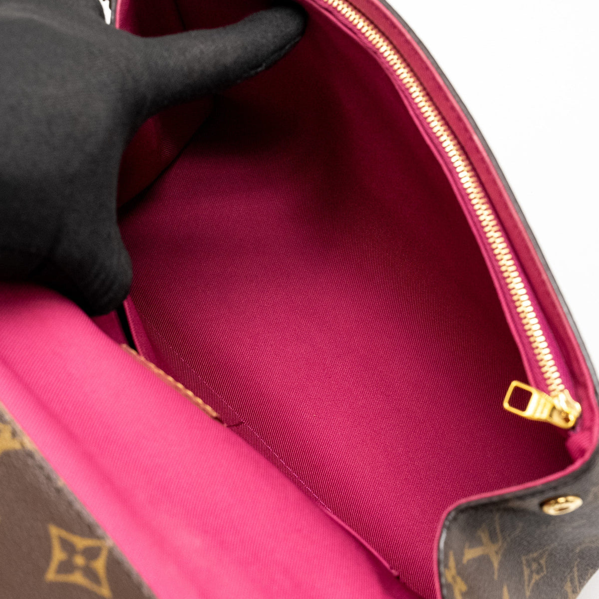 LOUIS VUITTON CLUNY BB MONOGRAM CANVAS WITH PINK STRAP GHW
