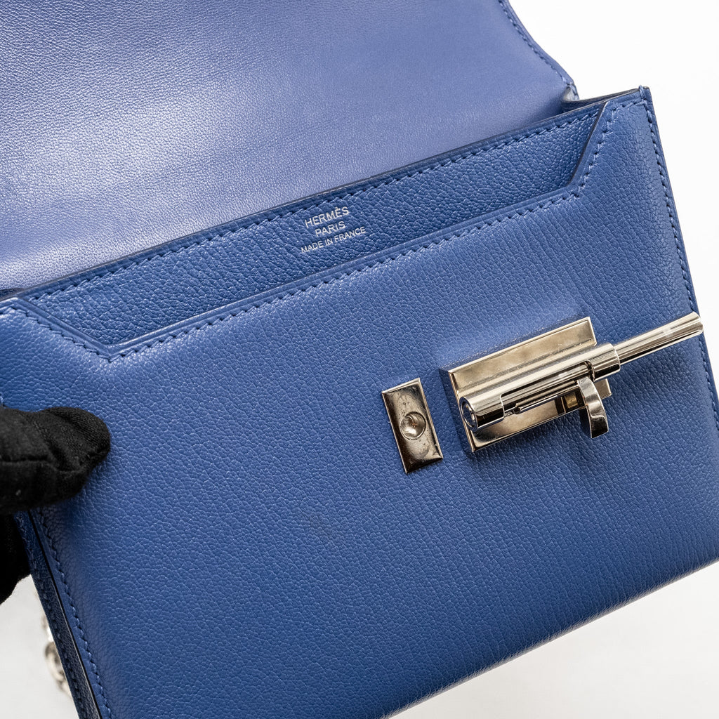 Hermes Mini Verrou Chèvre Mysore Blue Brighton SHW