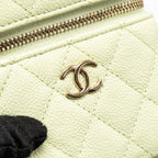 CHANEL MINI VERTICAL VANITY WITH CHAIN CAVIAR LIGHT GREEN LGHW