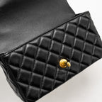 CHANEL DETAILED TOP HANDLE FLAP BAG LAMBSKIN BLACK GHW (MICROCHIP)