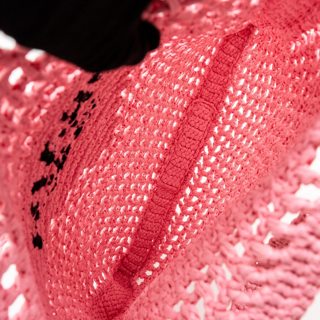 PRADA CROCHET TOTE BAG RAFFIA PINK