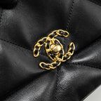 CHANEL SMALL 19 BAG LAMBSKIN BLACK MULTICOLOR HARDWARE