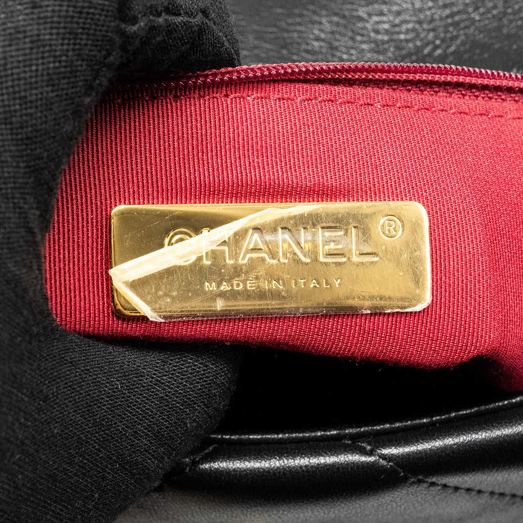 CHANEL SMALL 19 BAG LAMBSKIN BLACK MULTICOLOR HARDWARE